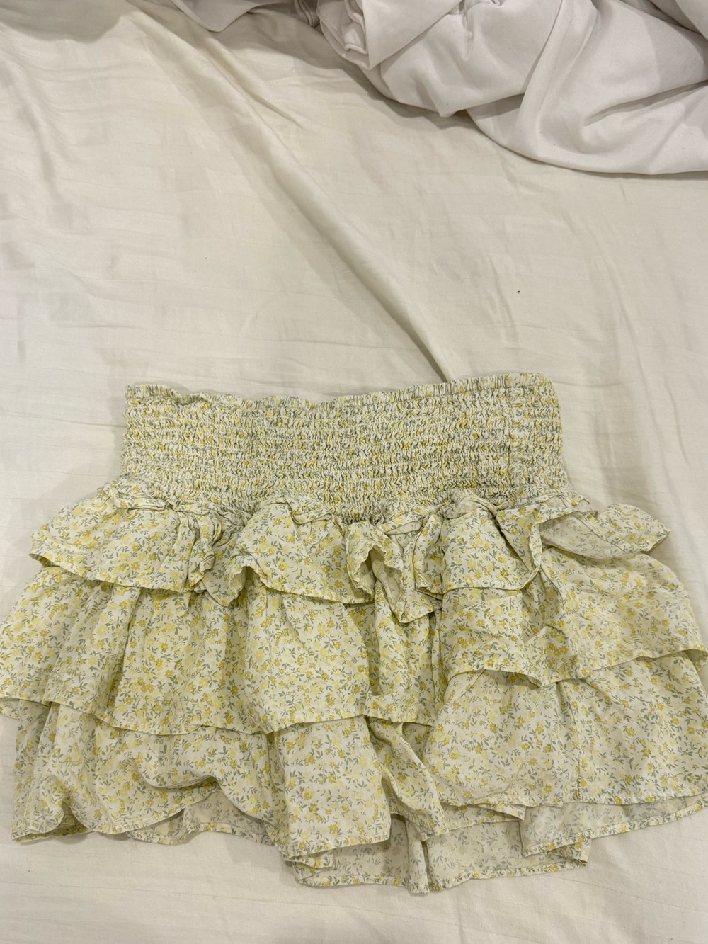 H&M Yellow Floral Ruffled Mini Skirt